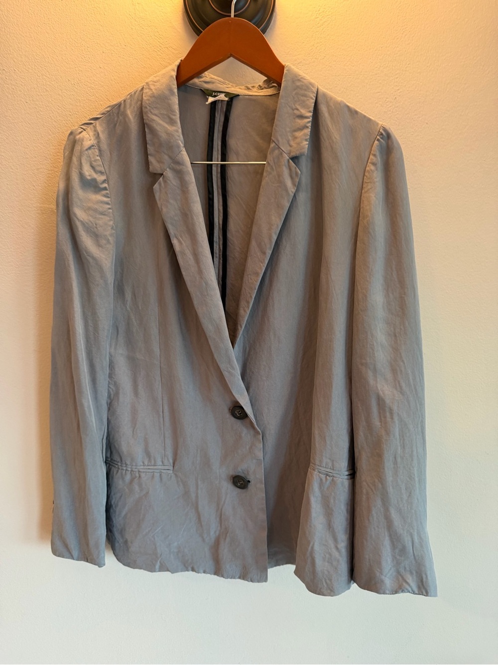 J.Crew Zoey‎ Blazer Grey Blue Silk Two Button Jacket 24435 Womens Size 4